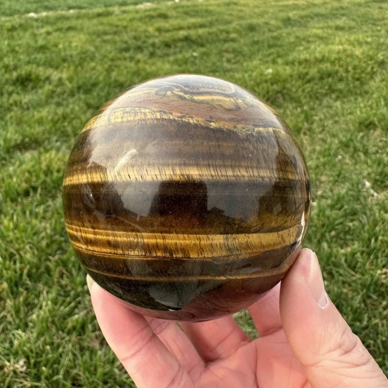 80mm+ Natural Tiger Eye Jasper Sphere