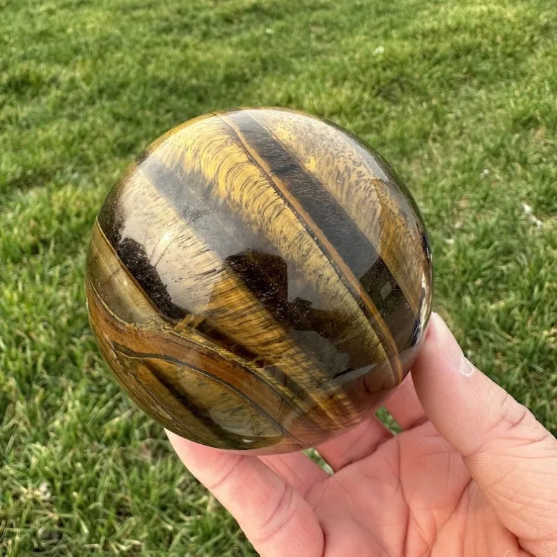 80mm+ Natural Tiger Eye Jasper Sphere