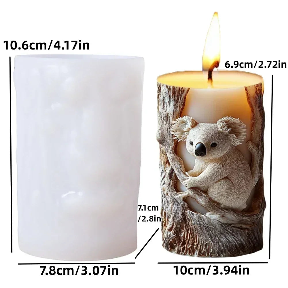 3D Bird branch relief cylindrical candle