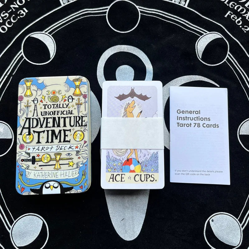 Adventures time Tarot 78pcs Cards in a Tin Metal Box Gold plated Edge