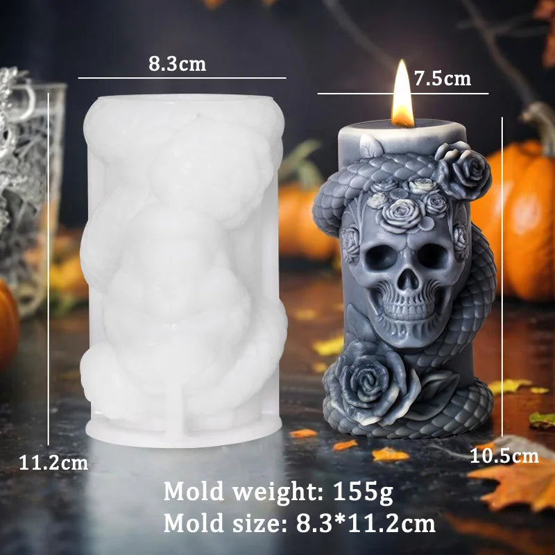 Skull Flower Snake Column Candle