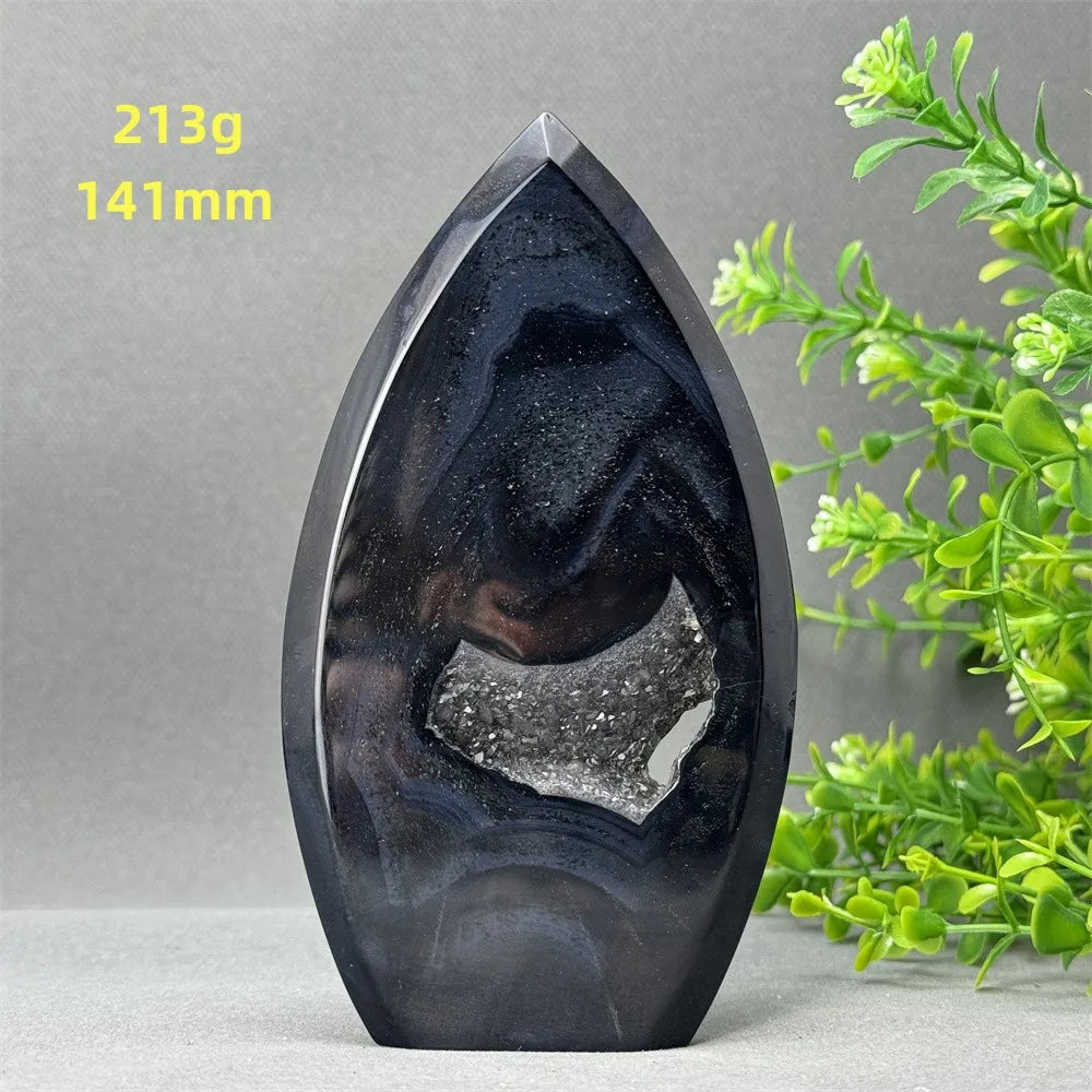 Natural Black Onyx Free Form Geode