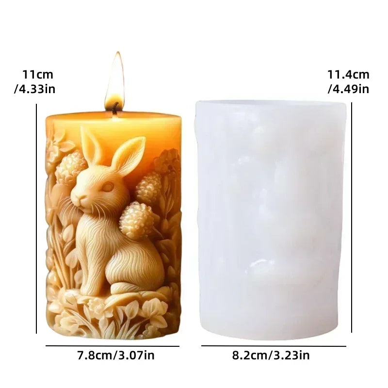 3D Bird branch relief cylindrical candle