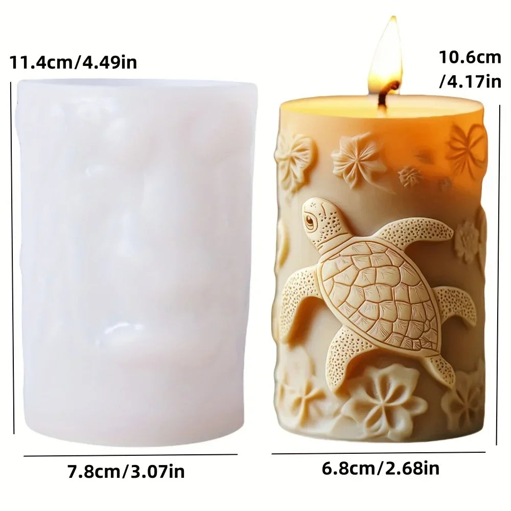 3D Bird branch relief cylindrical candle