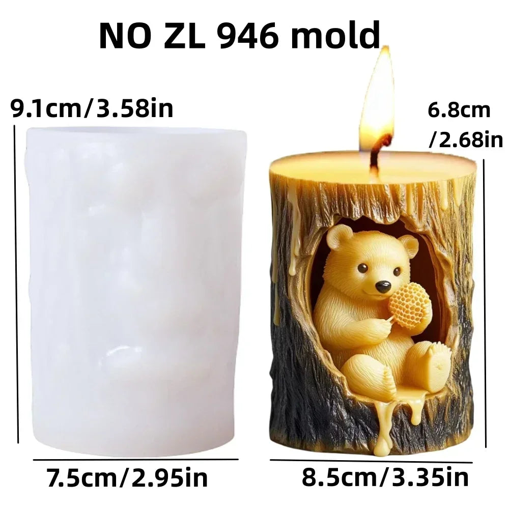 3D Bird branch relief cylindrical candle