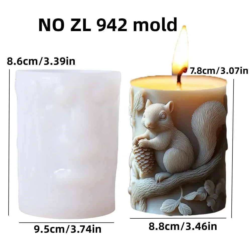 3D Bird branch relief cylindrical candle