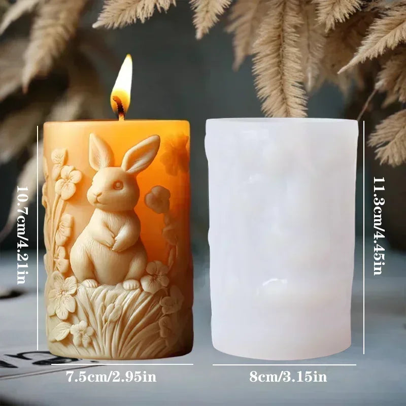 3D Bird branch relief cylindrical candle