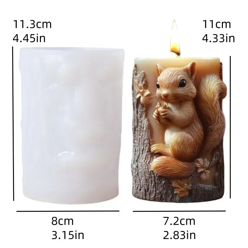 3D Bird branch relief cylindrical candle