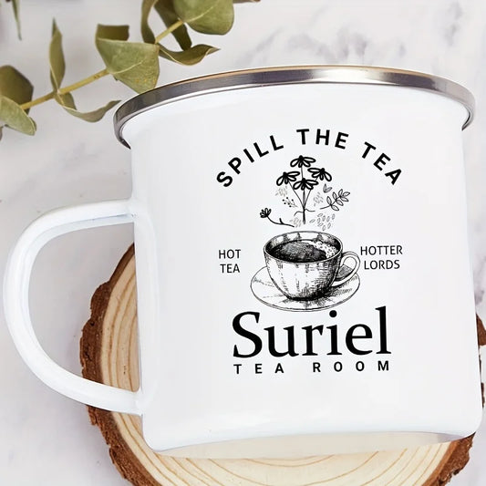 Suriel Tea Room Pattern Enamel Cup Coffee Mug