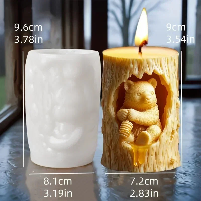 3D Bird branch relief cylindrical candle