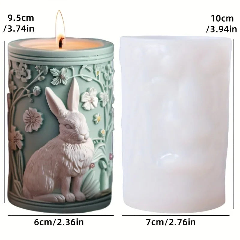 3D Bird branch relief cylindrical candle